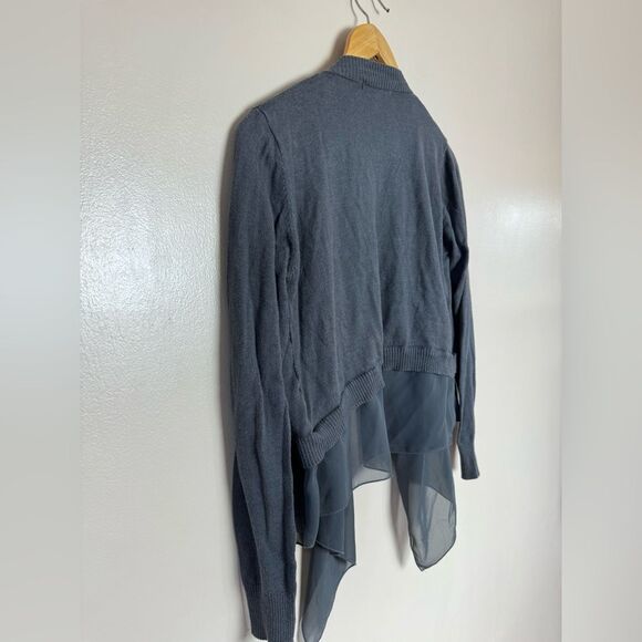 CLEARANCE! Gray Kenneth Cole Open Mixed Media Cardigan Size M EUC - Picture 4 of 5